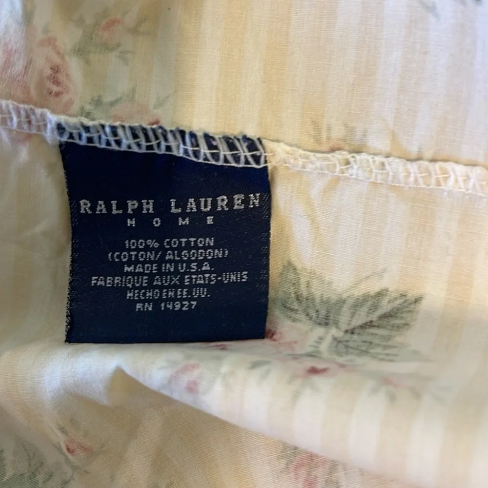 Ralph Lauren - pillowcase Sophie Pattern Pink Roses Yellow Stripe 18”x30”